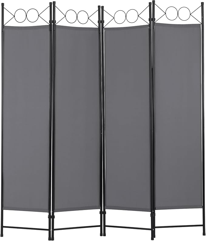 4 Panel Room Divider 6FT Steel Frame Screen Folding Privacy Divider by PayLessHere