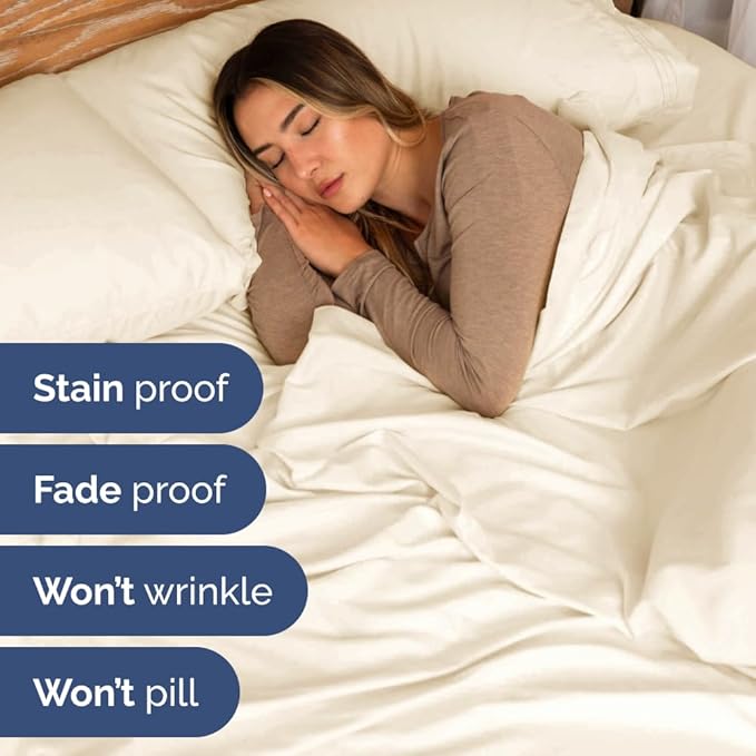 Full XL Bed Sheet Set - 4 Piece Extra Long Extended Full XL Sheets - Soft, Breathable & Cooling - Fits 8” to 16" Mattress w/ Deep Pockets - 54" x 80" - Easy-Fit, Wrinkle & Fade Resistant - Off White
