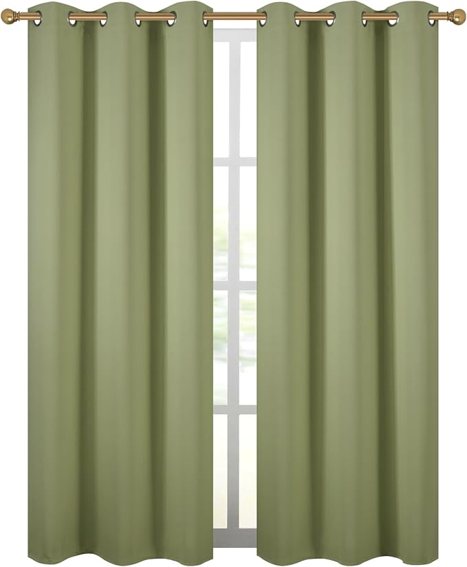 Diraysid Sage Green Grommet Blackout Curtains - Image 2