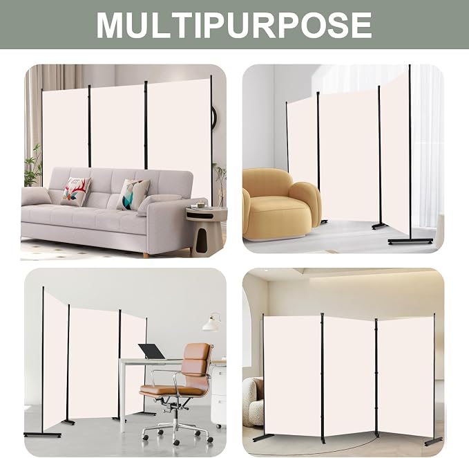 Room Divider 3 Panel Folding Privacy Screen, Round Pad Design Wall Divider | - Image 7
