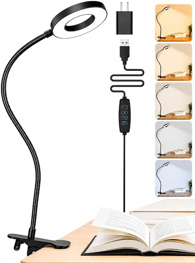 Clip on Lamp, 5 Colors+10 Brightness Memory LED Desk Lamp by Unknown