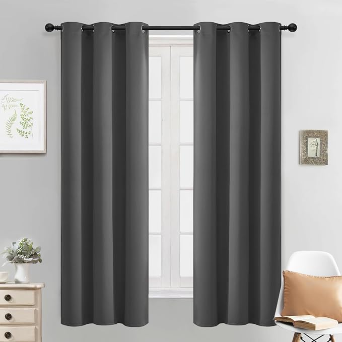 Yakamok Blackout Curtains 38x63 inch Charcoal Grey Thermal Drapes-Bedroom | 2 by Yakamok