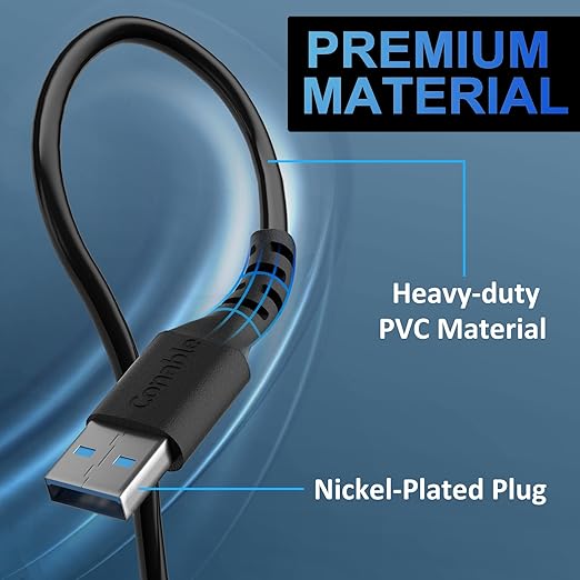 USB to USB Cable 6 Feet (3 Pack), USB 3.0 Male to Male Cord, Type A 5Gbps Data Transfer Cable for Hard Drive, Laptop, DVD Player, USB 3.0 Hub, Monitor, Camera, Set Up Box with 5 pcs Cable Ties- 6 ft