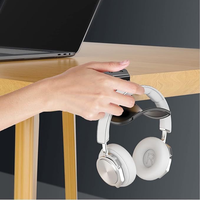 SIROLISA 2-Pack Never Fall Headphone Hooks Hanger Wall Mount, Headset Holder Stand for Universal Gaming Headset Airpods Max Sony Bose Beats, Strong Adhesive by Screws