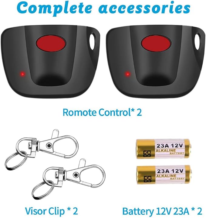2-Pack 300MHz 10 dip Switch for Multicode Garage Gate Door Opener Remote Control, Replacement for 3089,3070,3060,308911,MCS308911,MCS306010,MCS3070 Gate Clicker with Keychain.