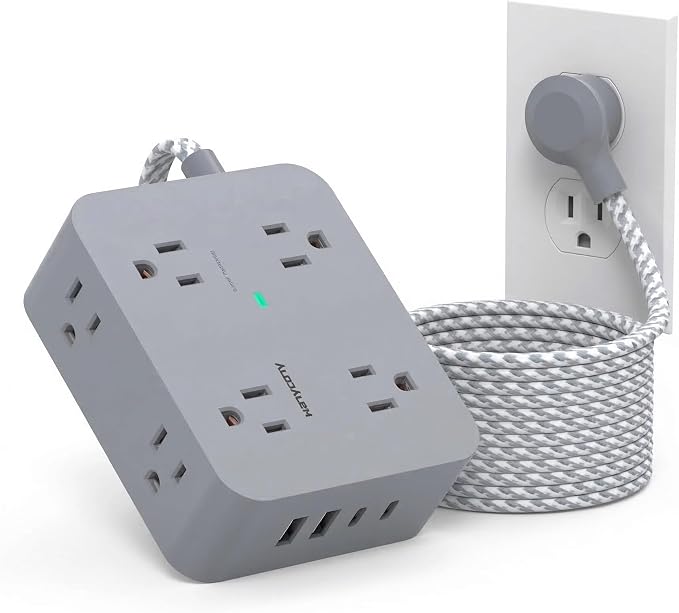 HANYCONY Surge Protector Power Strip, 5 Ft Braided Extension Cord | 8 Outlets 4 by HANYCONY