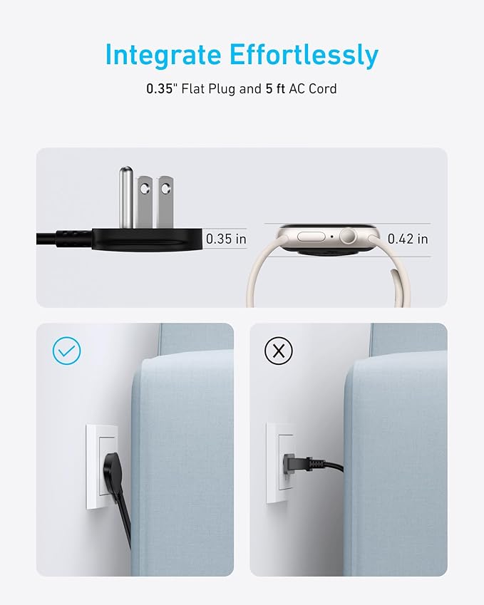 Anker Power Strip with 300J Surge Protector, 5ft Outlet Extender, 6AC | Flat - Image 5