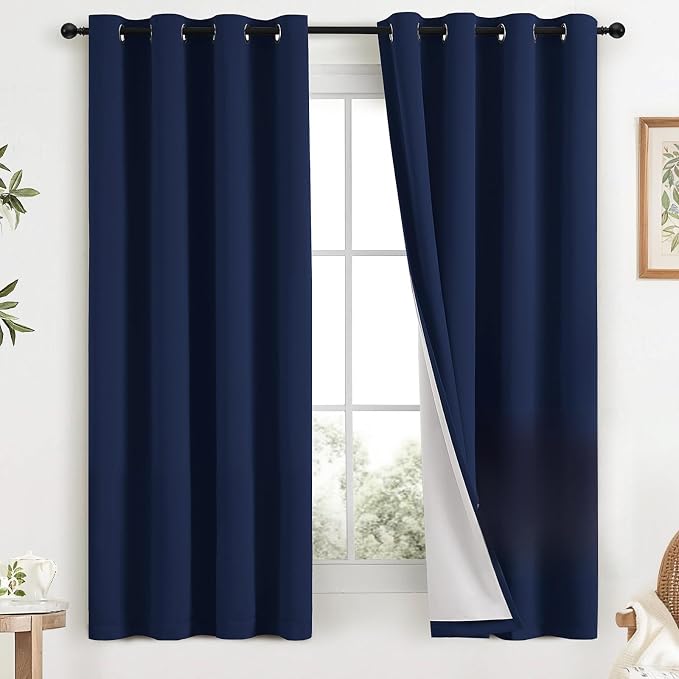 COSVIYA Navy Blue 100% Blackout Curtains by COSVIYA