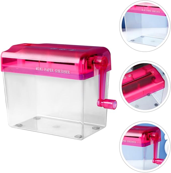Healeved Manual Paper Shredder Desktop Small Wear-Resistant Hand Crank Shredder for Home and Office Use with Function and Red Housing