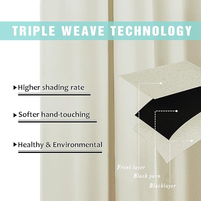 NICETOWN Cold Reducing Curtains, Thermal Insulated 100% Blackout Curtains - Image 6