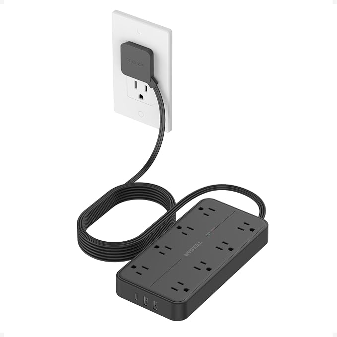 TESSAN Power Strip Surge Protector, 10FT Flat Plug Extension Cord | 8 Outlets 3 by TESSAN