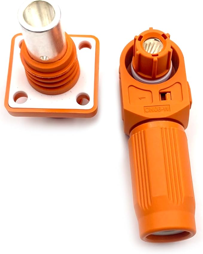 1 Set Battery Energy Storage Connector, 200A High Current Connectors Quick Plug Terminal Orange Right Angle Plug and Socket IP67 Waterproof Power Adapter Crimping 50mm² Wiring (1500V)
