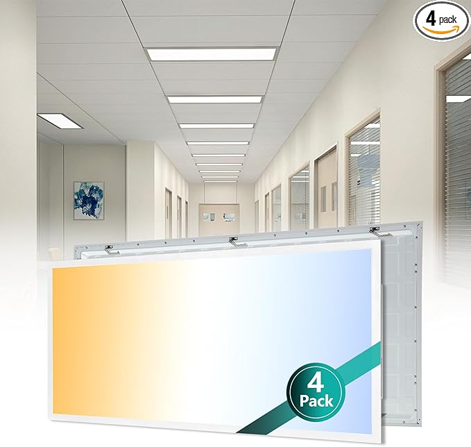 VocgoUU 2x4 LED Flat Panel Light for Drop Ceiling, 6600LM, 0-10V Dimmable, 40W/50W/60W Selectable, 4CCT 3000K/4000K/5000K/6000K, ETL Listed, 100-277V, 4 Pack