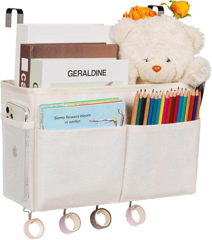 Bedside Caddy Organizer 5 Pockets and 4 Hooks by frjjthchy