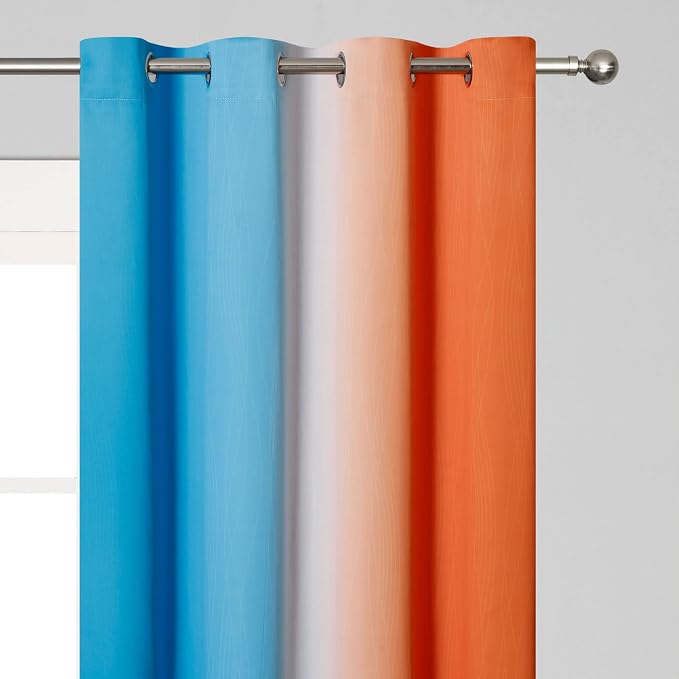 Ombre Orange and Blue Blackout Curtains 52Wx45L Inch Long | Gradient Curtains - Image 4