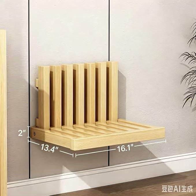 Solid Wood wall Mounted Bedside Table, Foldable Suspended Narrow Table - Image 2
