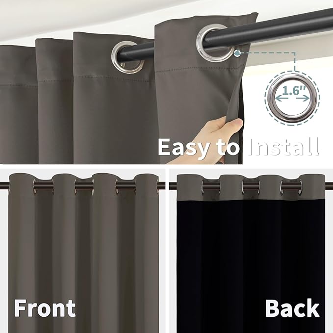 BGment Grey Blackout Curtains 95 Inches Long 2 Panels Set for Living Room, Thermal Insulated 100% Light Blocking Curtains & Drapes, Grommet Soundproof Curtains for Bedroom Window, Each 52 Wide