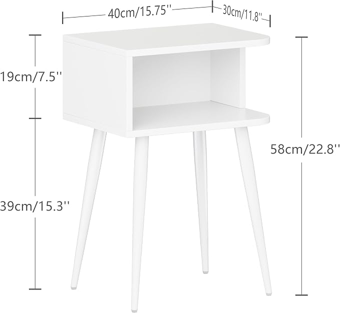 White Nightstand Set of 2, Small Bed Side Table - Image 3