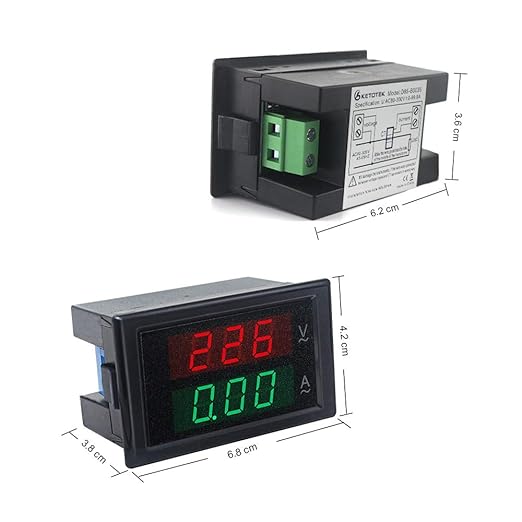 KETOTEK Digital Ammeter Voltmeter AC 80V-300V 100A, 2in1 Multimeter Panel 110V/220V, Volt Amp Meter LED Display Voltage Amperage Detector Tester Gauge with Current Transformer CT