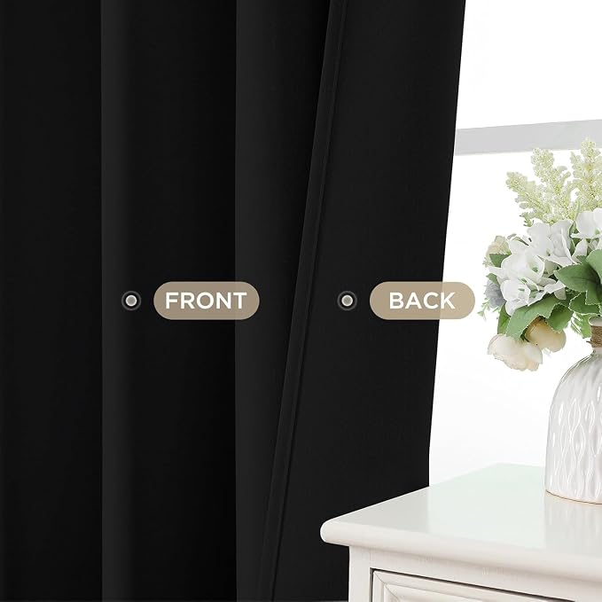 CUCRAF Black Blackout Curtains 45 inch Length 2 Panels Set, Rod Pocket Room - Image 9