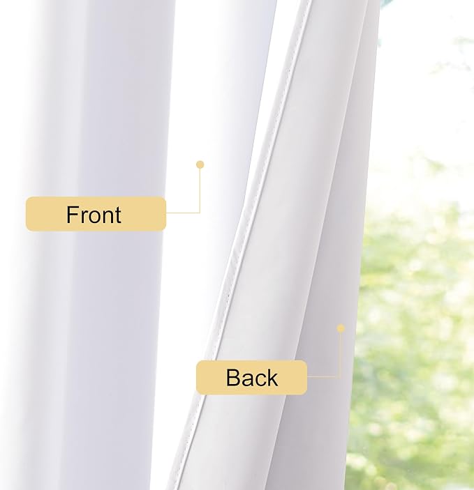 NICETOWN Bedroom 100% Blackout Curtains, 2 Panels, 34 by 63, Snow White - Image 6