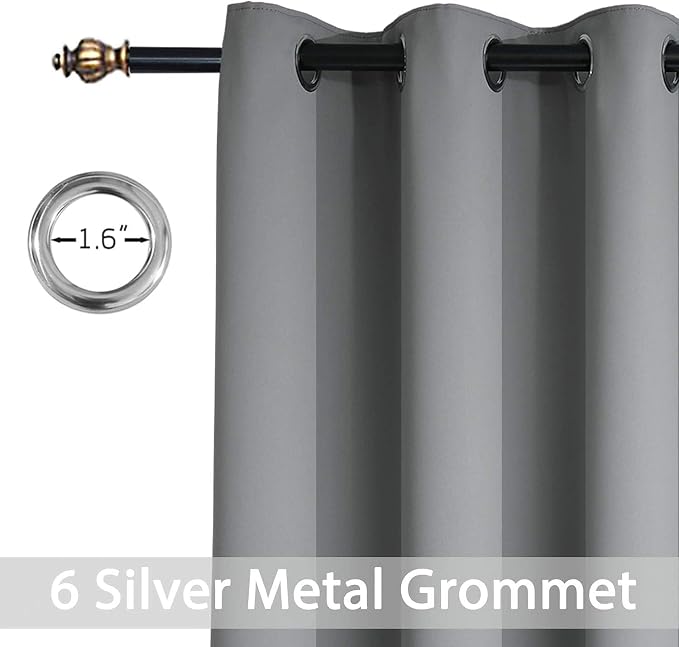 Yakamok Blackout Curtains 38x84 inch Grey Thermal Drapes-Bedroom | 1 panel - Image 2