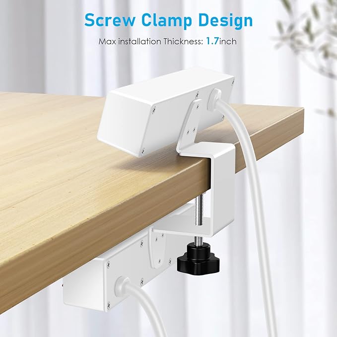 Desk Clamp Power Strip with PD20W USB-C, 2 in 1 Dual Layer Under Desk Power Strip, Removable Clamp Power Socket with 10AC Outlets & Switch, 10ft Extension Cord(ETL Listed)