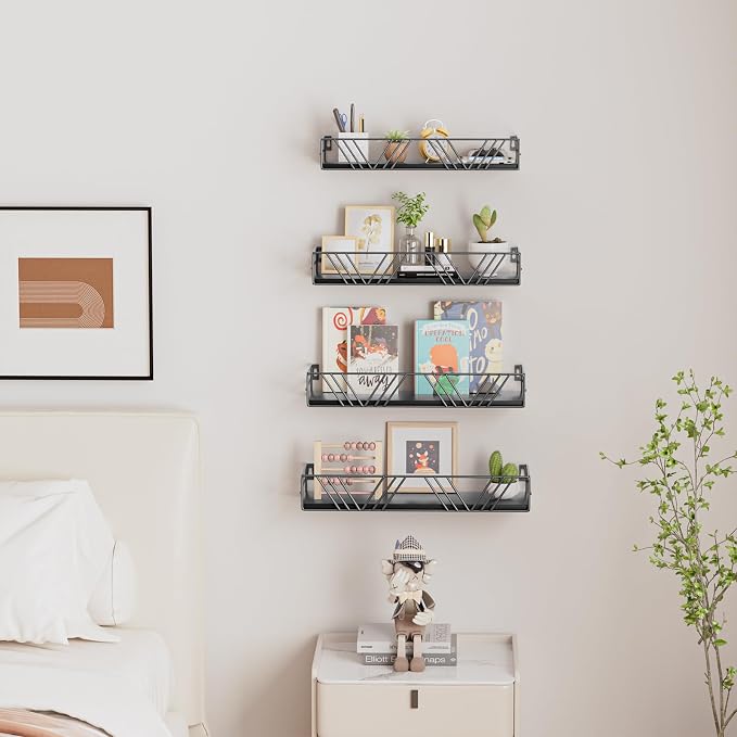 Amaoot Floating Shelves for Wall Set of 4, Wall Shelf Wood Floating Shelf | - Image 6