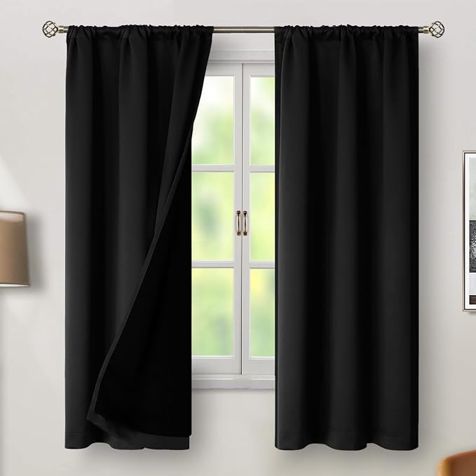 BGment Black 100% Blackout Curtains 63 Inches Long - Image 2