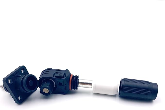 1 Set Battery Energy Storage Connector, Quick Plug Terminal High Current Connectors Right Angle Plug and Socket IP67 Waterproof Power Connector Stud Wiring Method 60A 10mm² (60A, Black)