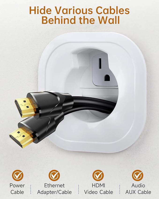 HAPYTHDA in-Wall Cable Management Kit, Wire Hider for Power & Low Voltage Cables, TV Cord Hider for Wall Mounted TV, TV Cable Hider Wall Kit, Includes Hole Saw Drill Attachment