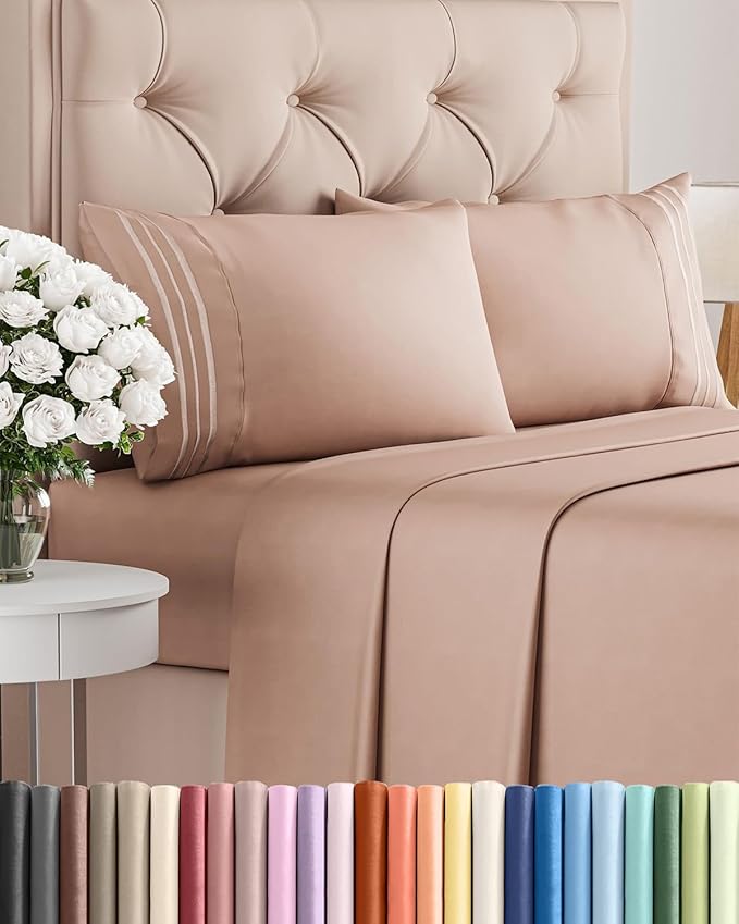 Full Size 4 Piece Sheet Set - Comfy Breathable & Cooling Bed Sheets Set - Hotel Luxury Bedding for Women, Men, Kids, Teens, Boys & Girls - Deep Pockets, Ultra-Soft and Wrinkle Free - Oeko-Tex - Mauve