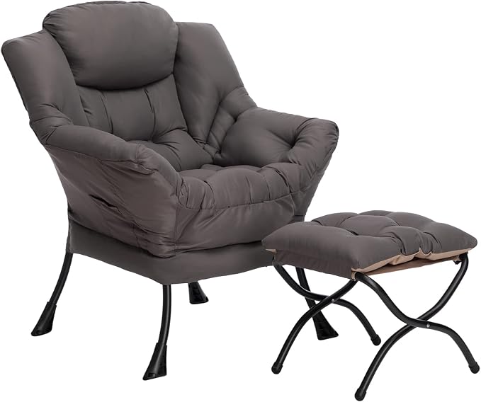 HollyHOME Lazy Chair with Foldable Ottoman, Accent Comfy Lounge Armchair and by HollyHOME