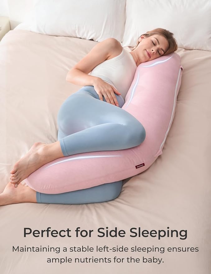 Momcozy J Shaped Pregnancy Pillow, Maternity Body Pillow - Image 6