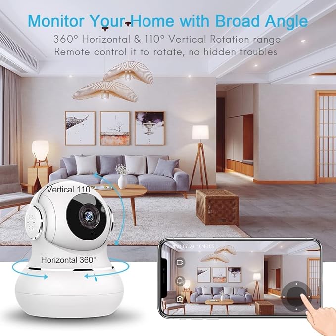 litokam Indoor Security Camera 4 Pack, 360° WiFi Cameras for Home Security, 2K Baby Monitor with Night Vision, Pet Nanny Cam with Motion Detection, 2-Way Audio