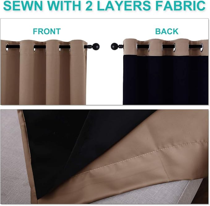 NICETOWN 100% Blackout Curtains Thermal, Noise Reduction and Privacy Curtains - Image 5