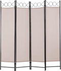 4 Panel Room Divider 6FT Steel Frame Screen Folding Privacy Divider by PayLessHere