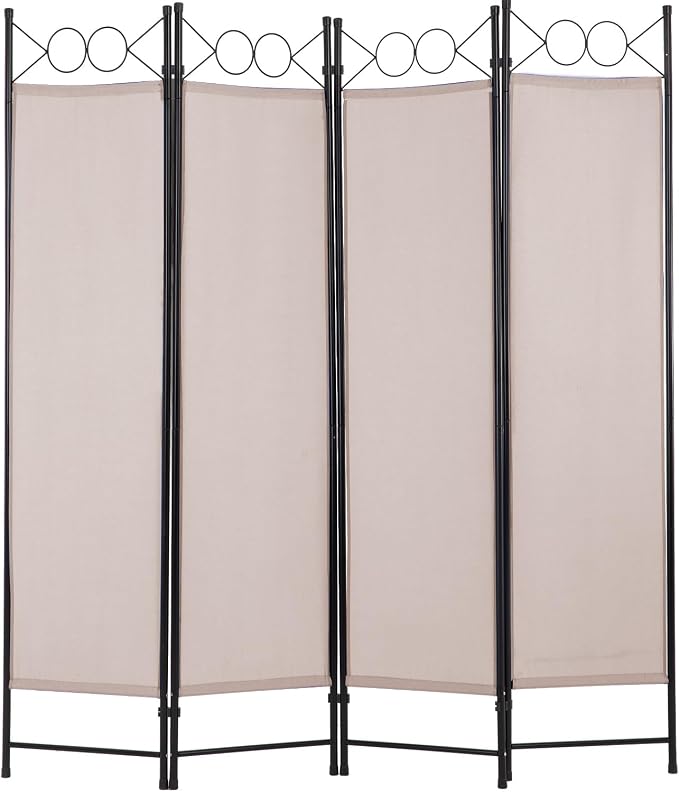 4 Panel Room Divider 6FT Steel Frame Screen Folding Privacy Divider by PayLessHere