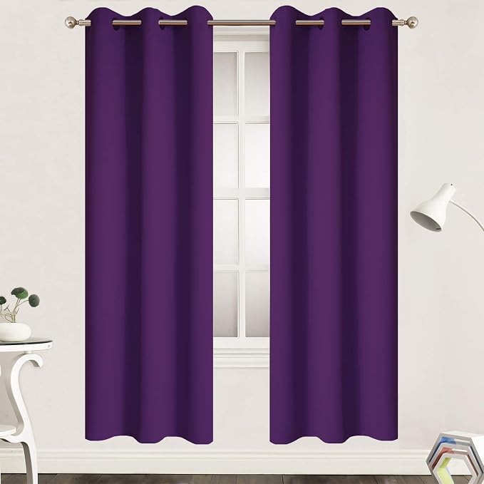 Yakamok Blackout Curtains 38x72 inch Purple Thermal Drapes-Bedroom | 2 panels by Yakamok