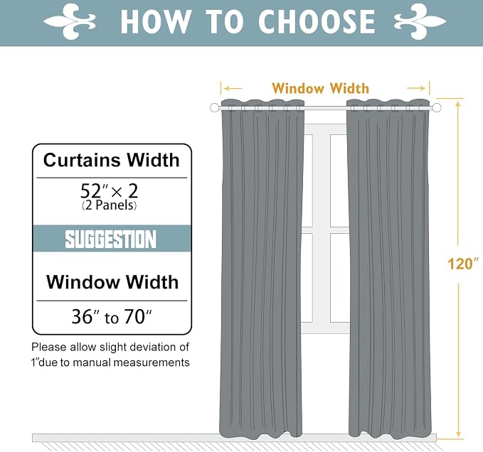 ChrisDowa Blackout Curtains for Bedroom and Living Room 120 Inches Long | 2 - Image 6