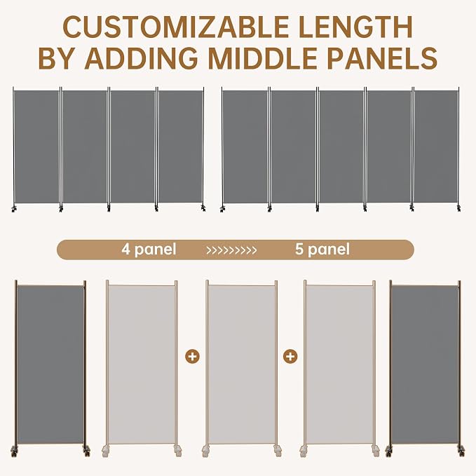 Room Divider 136'' Wide Folding Room Divider Panel - Image 7