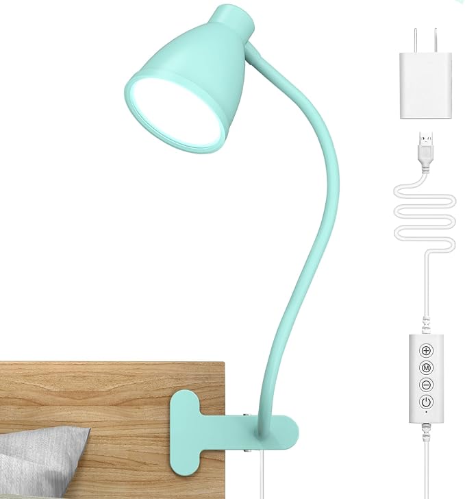 BOHON Desk Lamp with Clamp, Clip on Light, 5 Color 10 Brightness, Teal | 10W 38 by BOHON