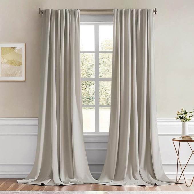 MIULEE Natural Back Tab Blackout Curtains 52x120 Inch Long 2 Panels Set | Rod by MIULEE