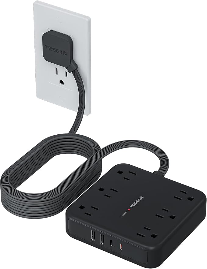 TESSAN 15Ft Black Extension Cord by TESSAN
