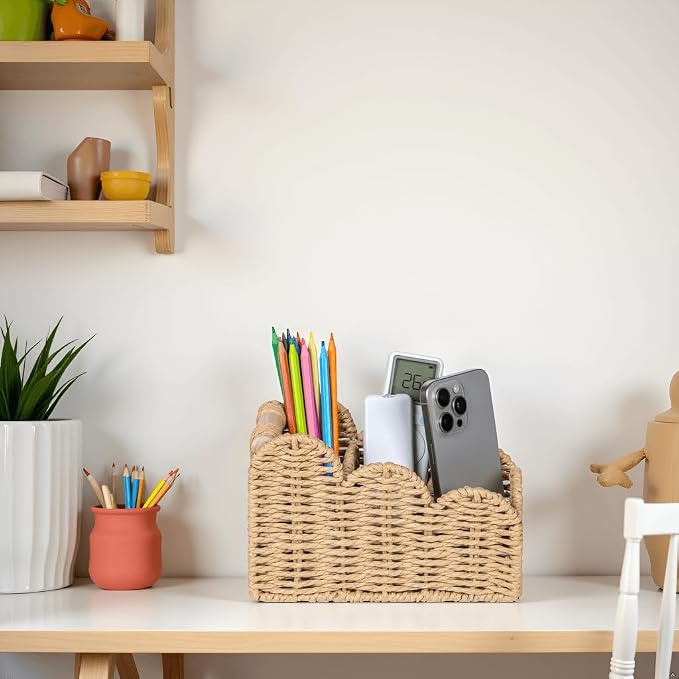 CubesLand Bedside Table Desk Organizer Caddy, Remote Pen&Pencil Holder Cup | - Image 8