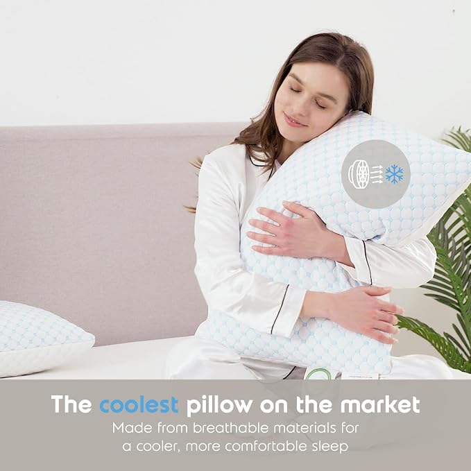 Nestl Cooling Pillow for Sleeping 1 Pack, Luxury Shredded Memory Foam Pillows - Image 4