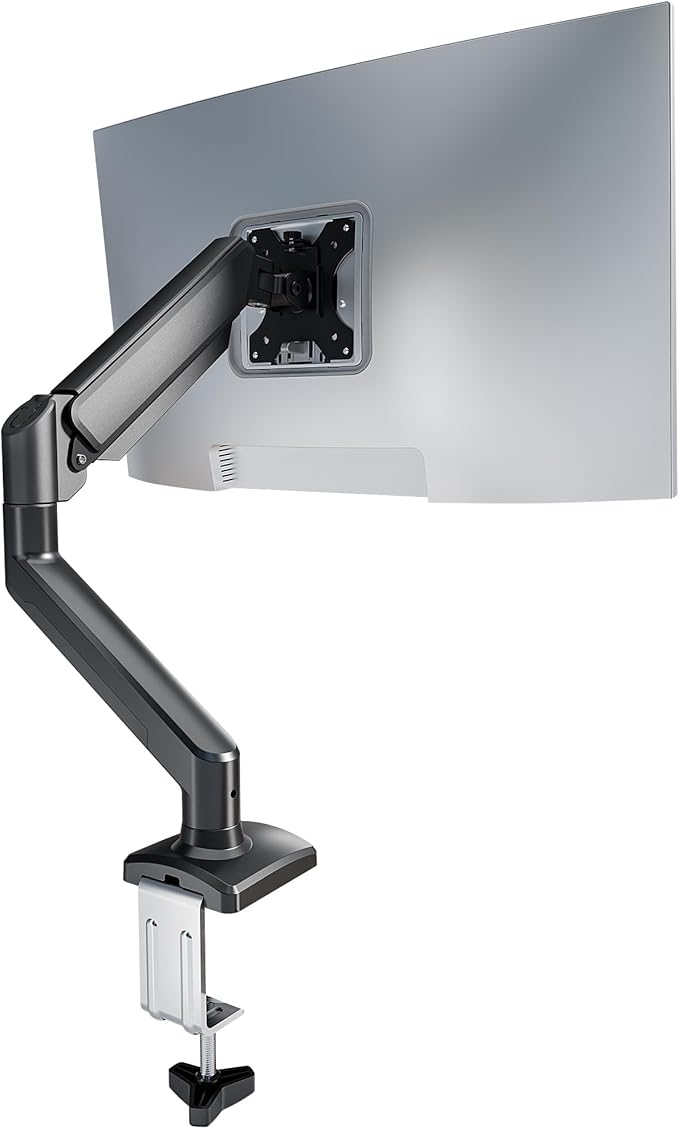 Single Monitor Arm Desk Mount，Gas Spring Monitors Arm for 17-32 inch Screens,Adjustable Computer Monitors Stand up to 4.4 to 19.8 lbs,Vesa Mount with Clamp and Grommet Base, VESA 75 & 100mm