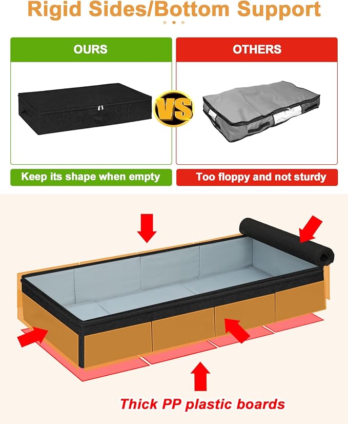 punemi 6.7 in Sturdy Under Bed Clothes Storage Container, - Image 3