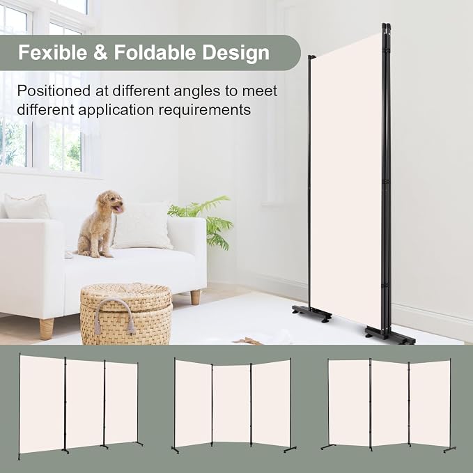 Room Divider 3 Panel Folding Privacy Screen, Round Pad Design Wall Divider | - Image 5
