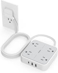 TESSAN Surge Protector Flat Extension Cord 10Ft, Flat Plug Power Strip | 4 by TESSAN